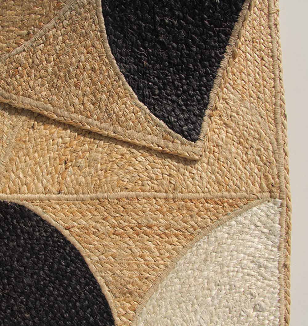Hand Made Natural And Black Jute Rug Rectangle ( 2 Sizes)