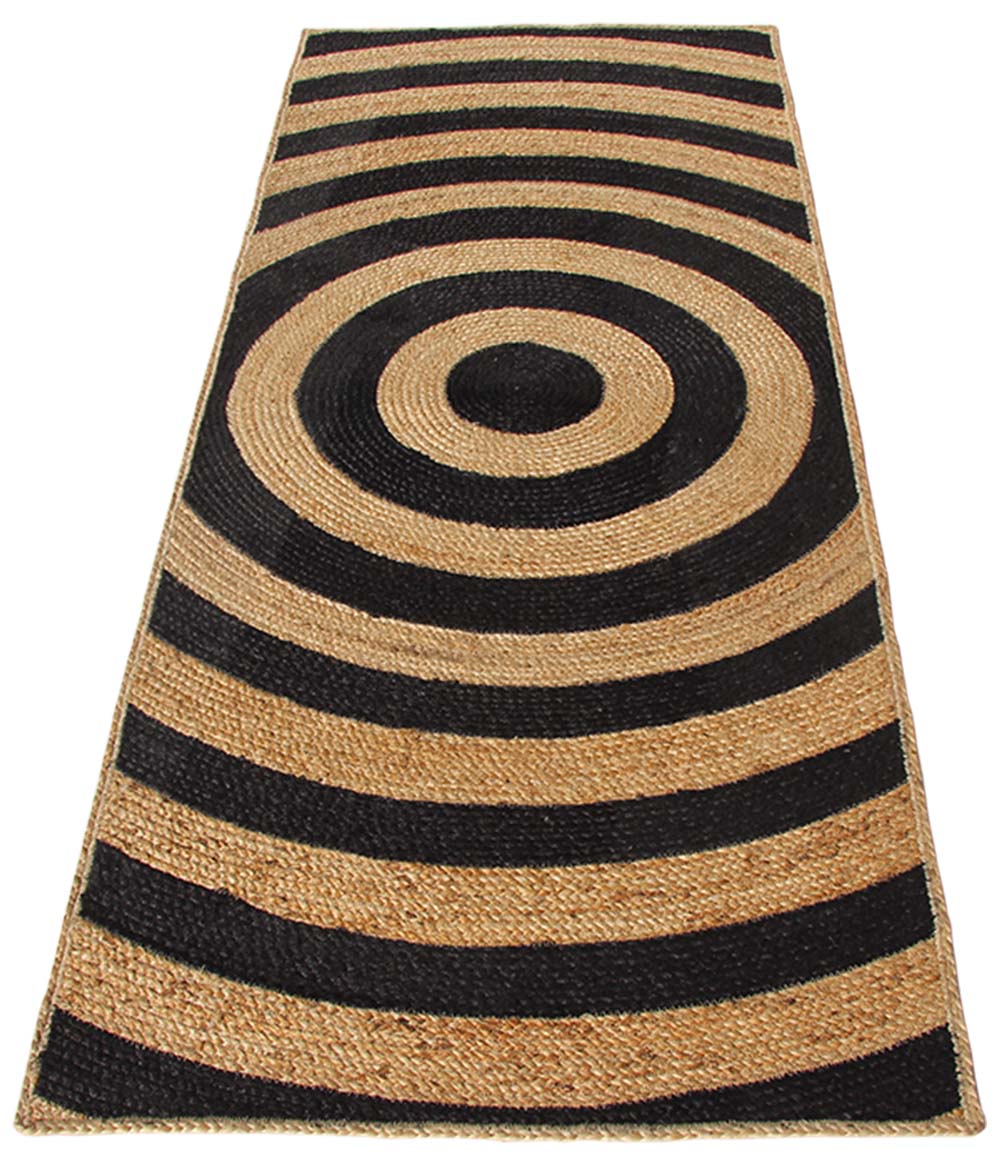 Handmade Jute Rug Natural And Black Rug (6 Sizes)