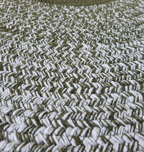 Handmade Dark Green & White Round Jute Rug