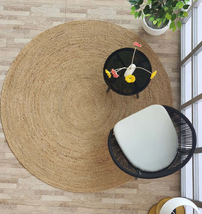 Handmade Natural Colour Round Jute Rug (180cm)