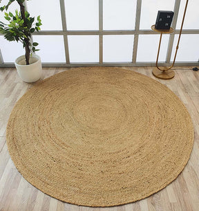 Handmade Natural Colour Round Jute Rug (180cm)