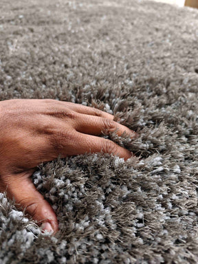 Grey Color Round Shaggy Rug 90 CM