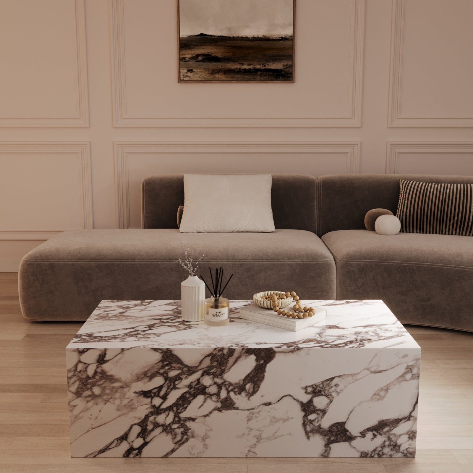 Boston Calacatta Viola Marble Cube Table