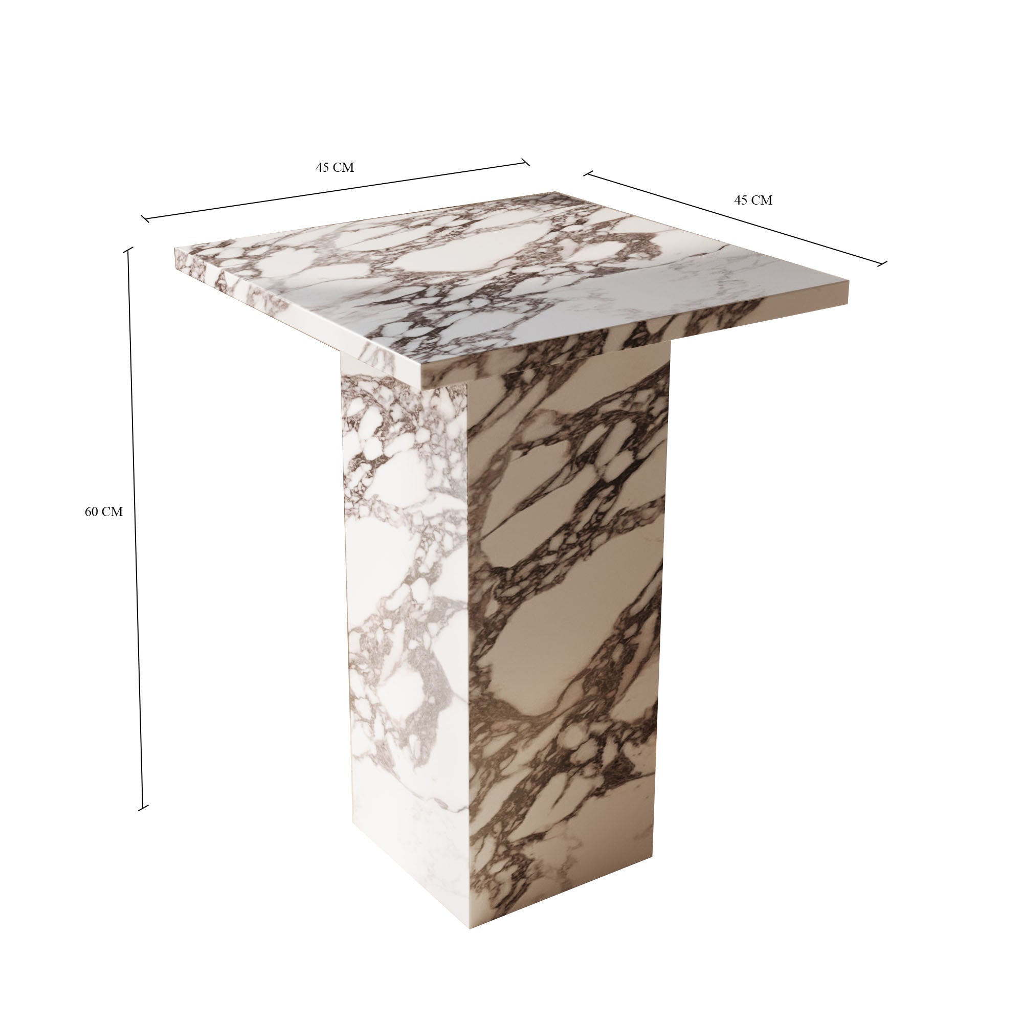 Theo Calacatta Viola Marble Square Side Table