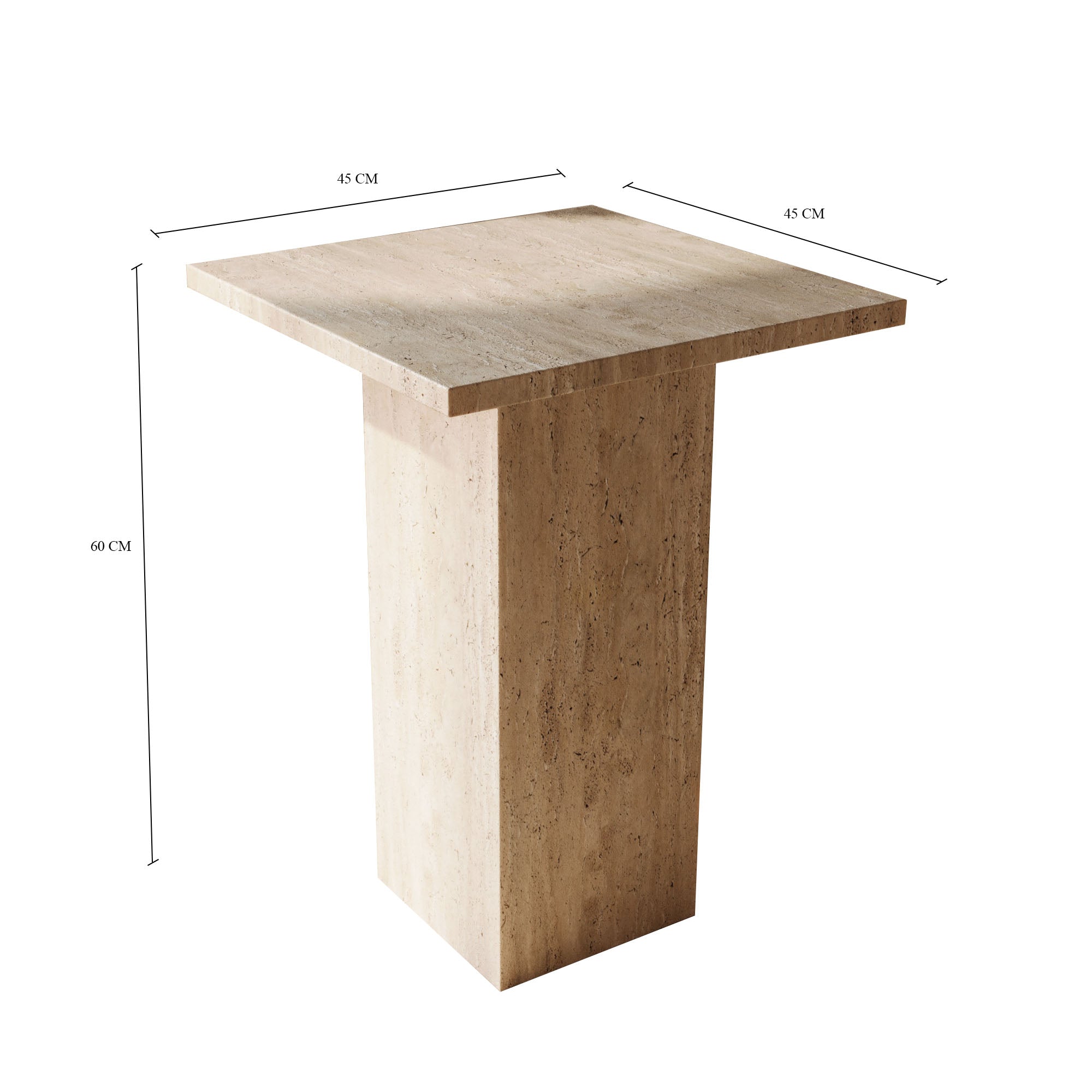 Theo Italian Travertine Square Side Table
