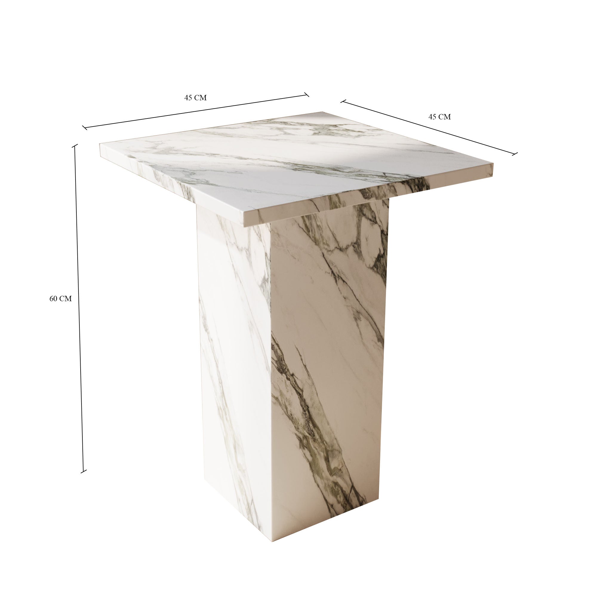 Theo Arabescato Marble Square Side Table