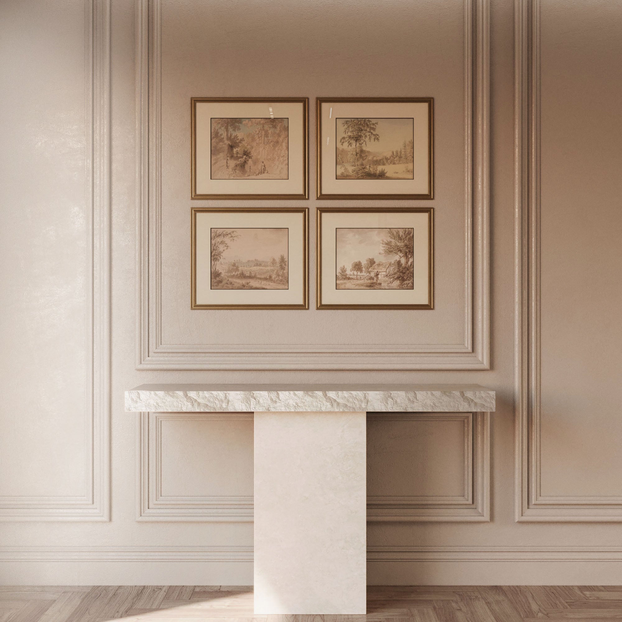 Rosa Limestone Console Table With Natural Edge