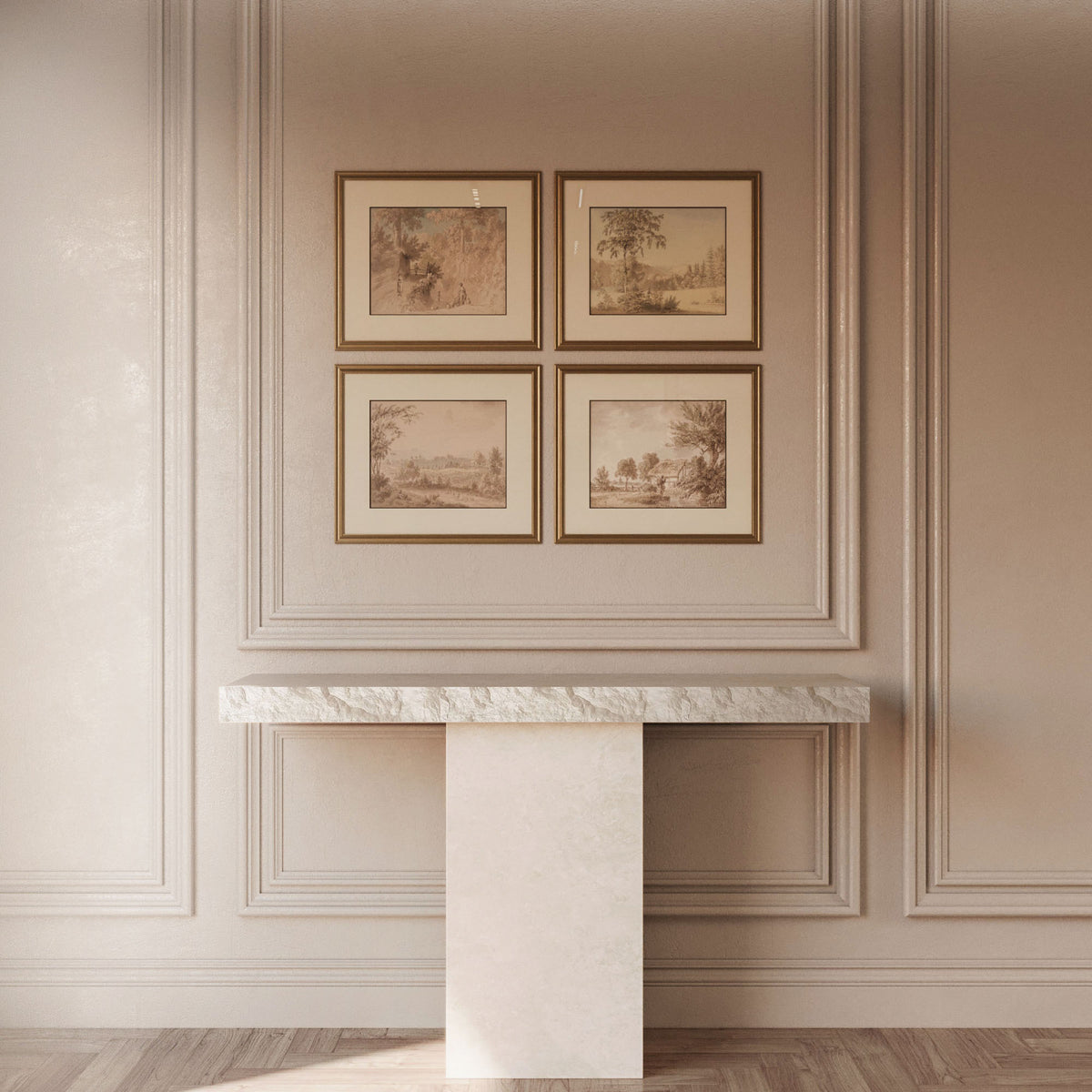 Rosa Limestone Console Table With Natural Edge