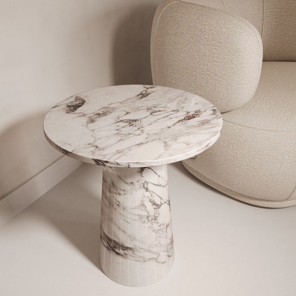 Lucy Arabescato Round Marble Side Table