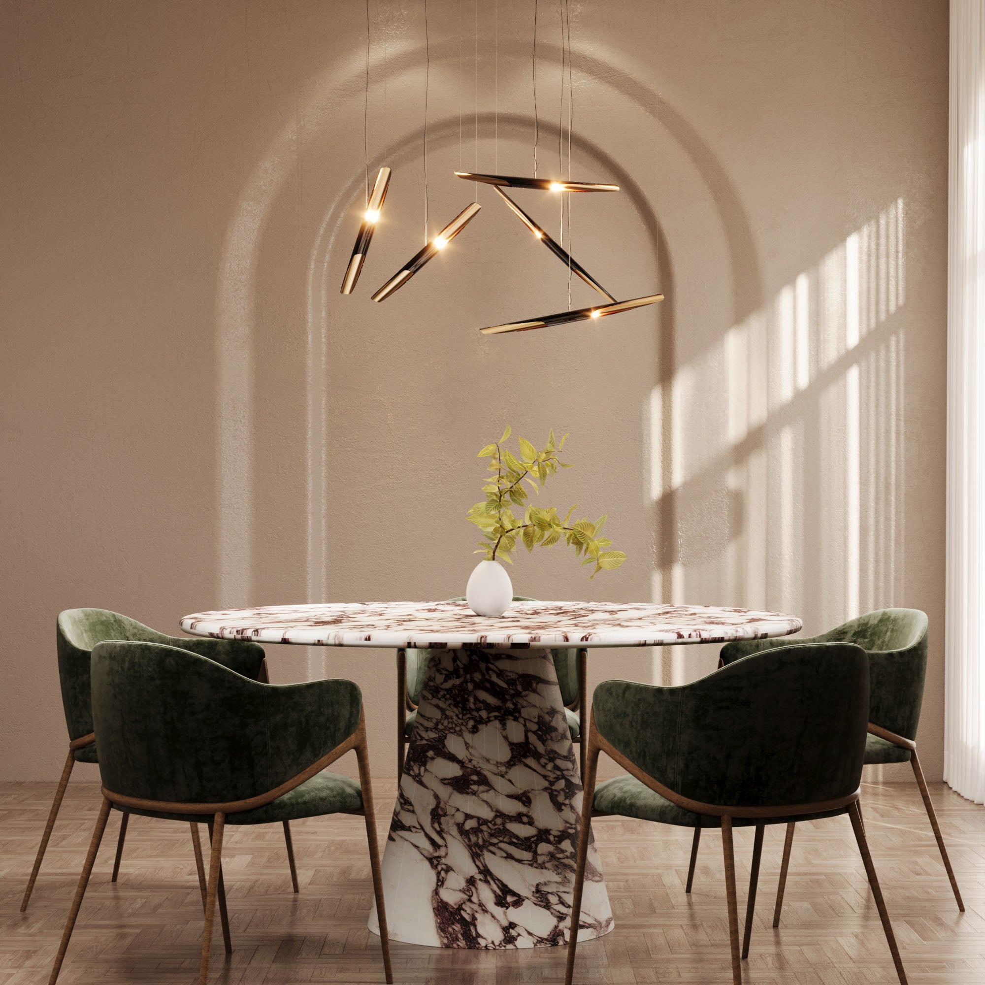 Vivian Italinan Calacatta Viola Round Dining Table