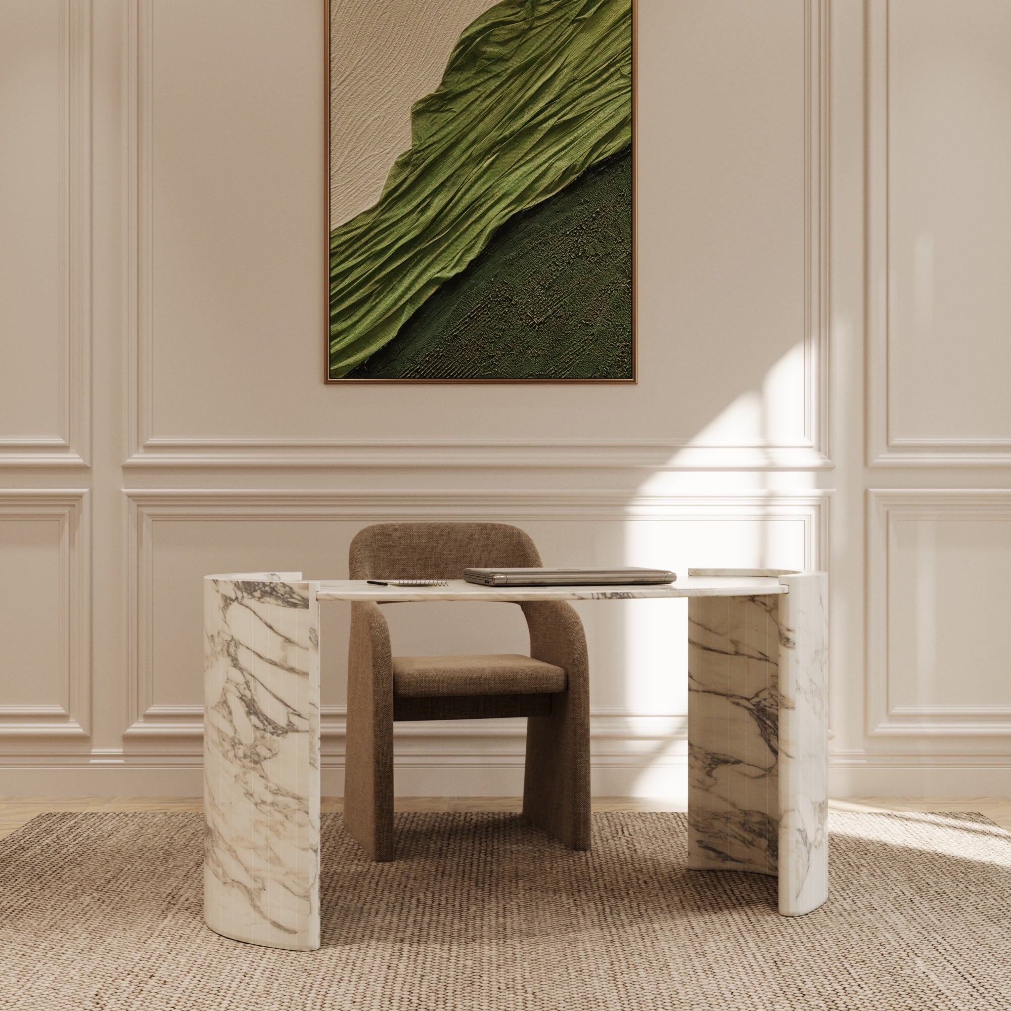 Verona Arabescato Curved Desk