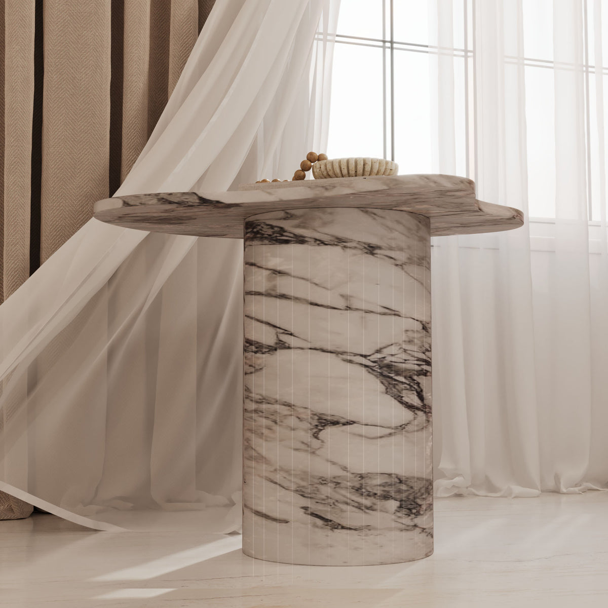 Lexi Italian Arabescato Marble Irregular Side Table