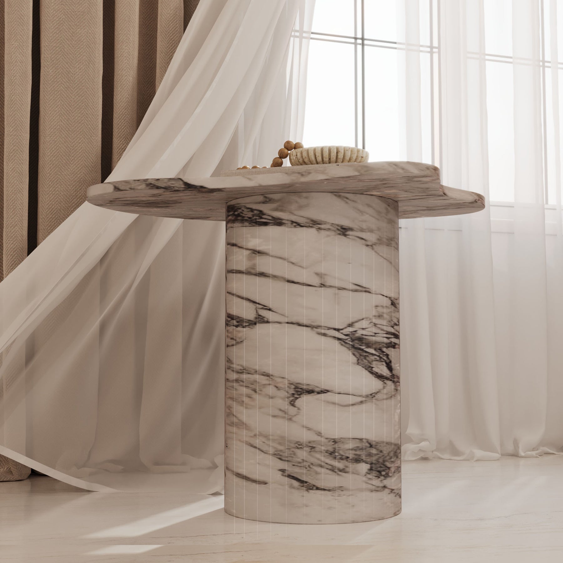 Lexi Italian Arabescato Marble Irregular Side Table