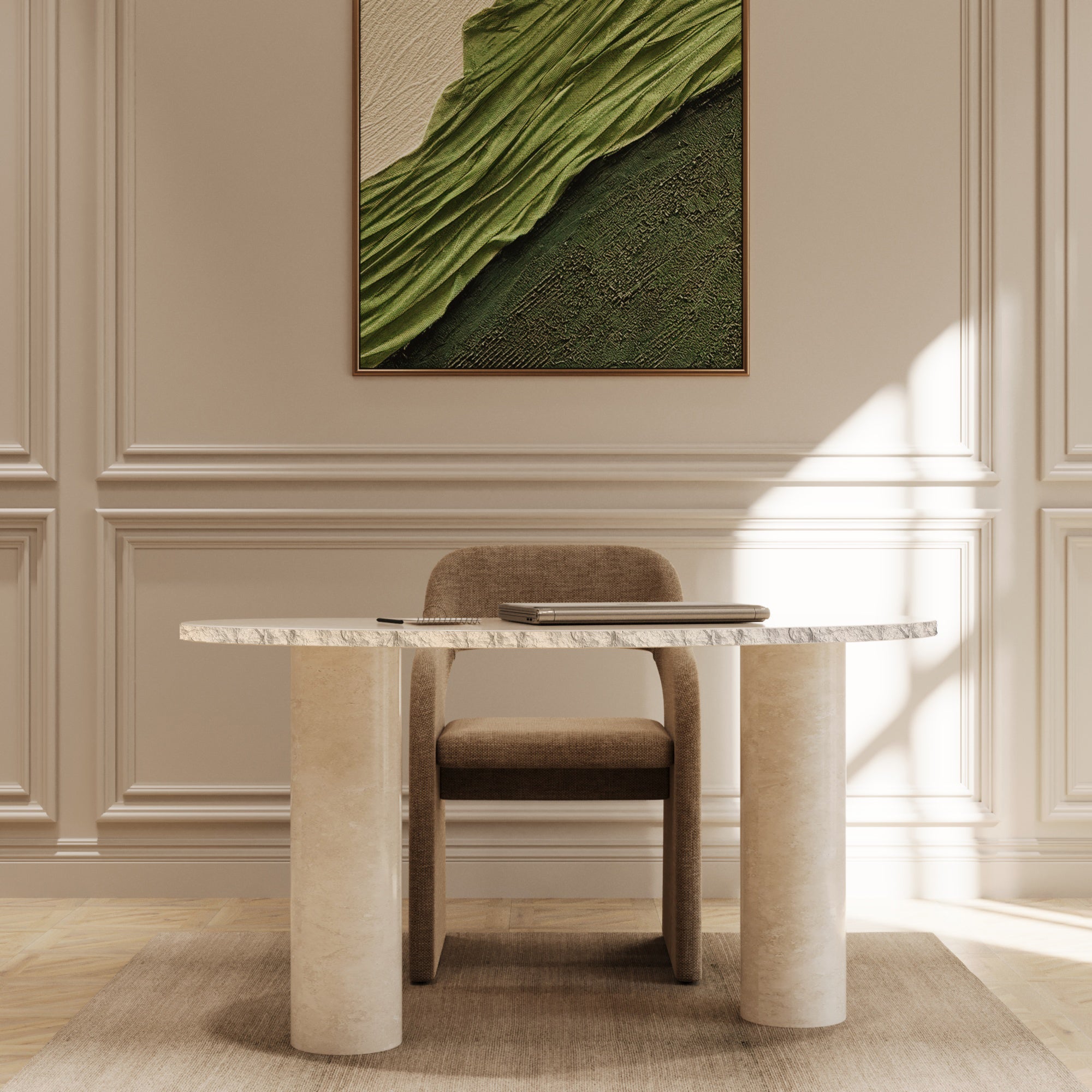 Castara Limestone Desk With Natural Edge