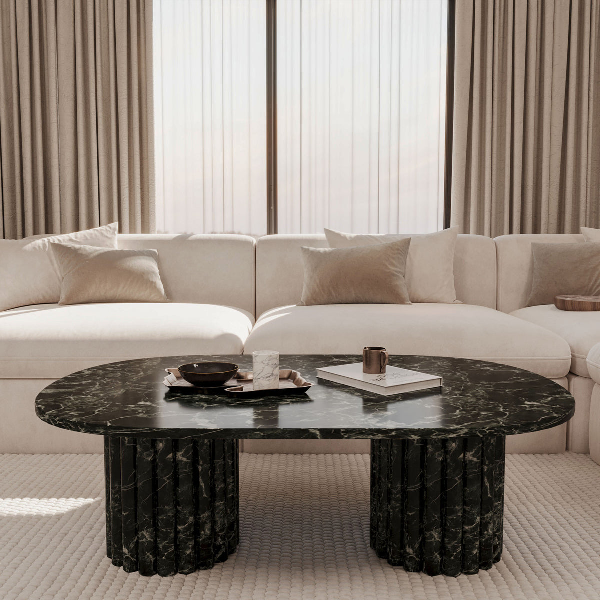 Lorenzo Verde Levanto Table With Fluted Base
