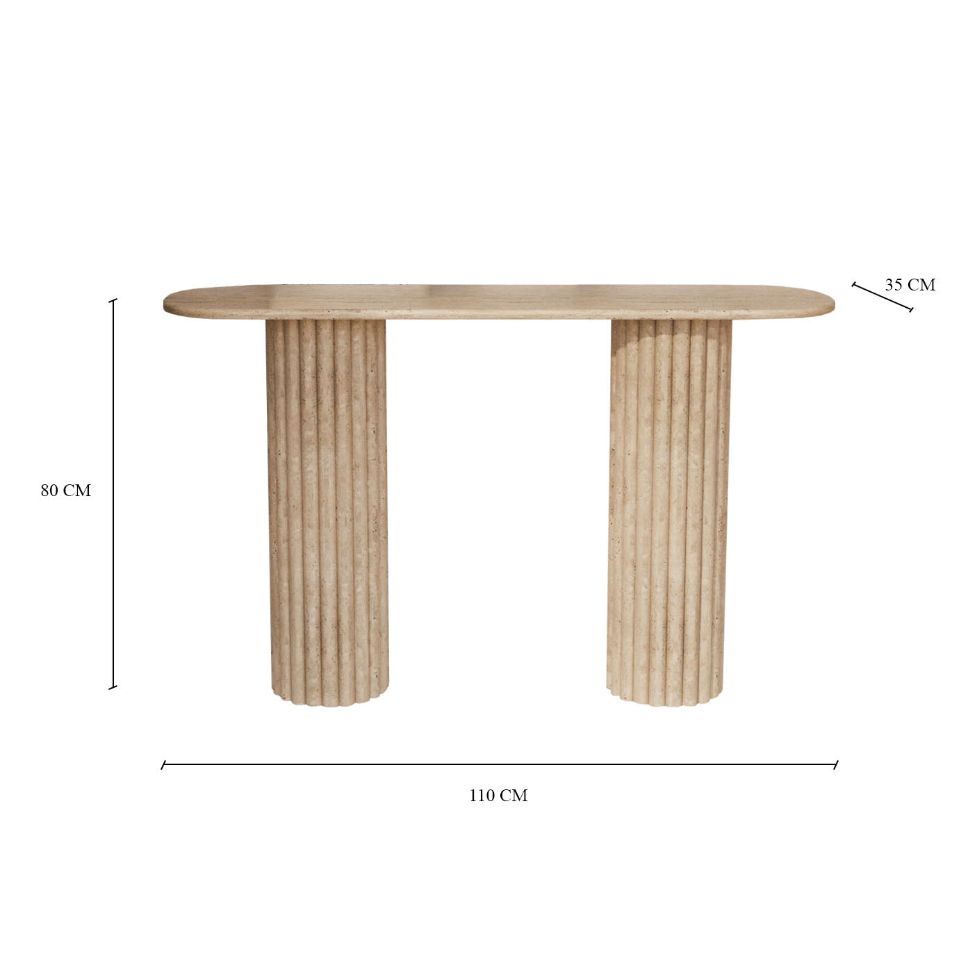 Lorenzo Travertine Console Table With Fluted Base
