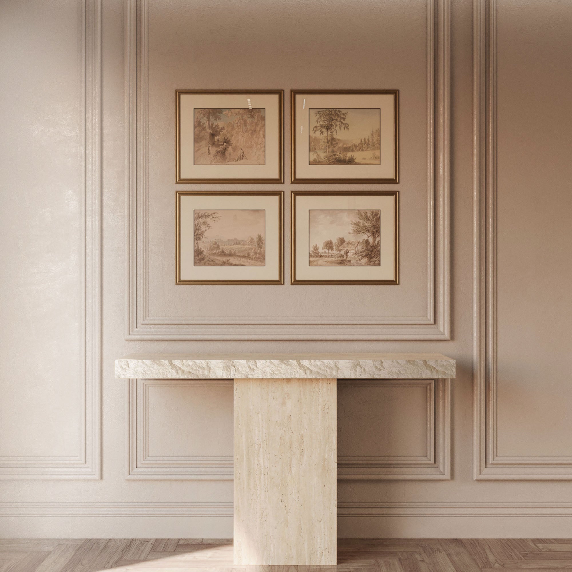 Rosa Travertine Console Table With Natural Edge