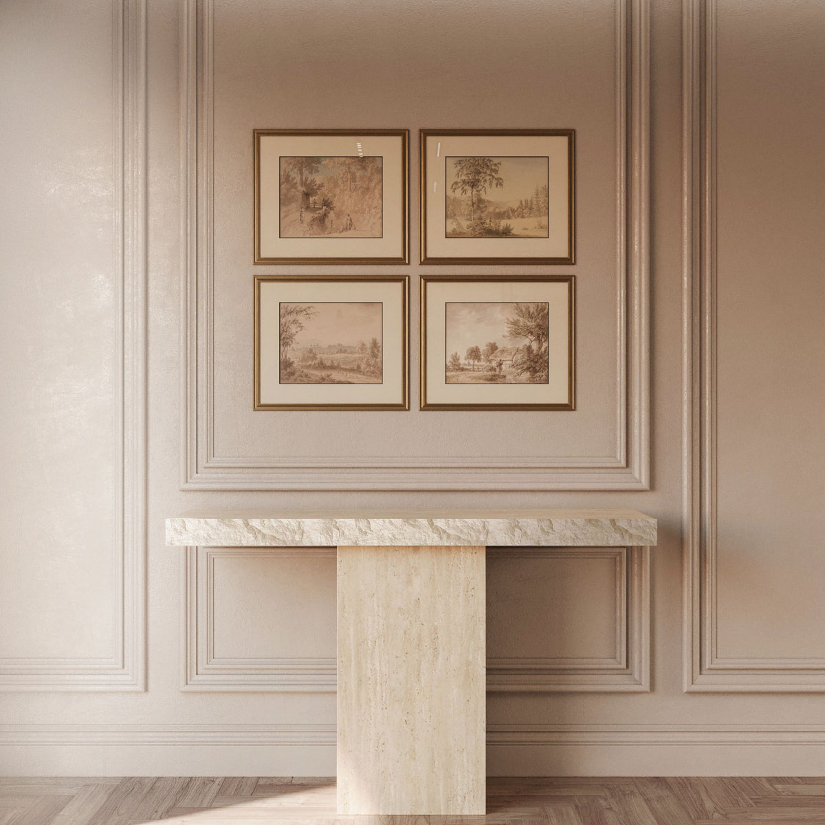 Rosa Travertine Console Table With Natural Edge