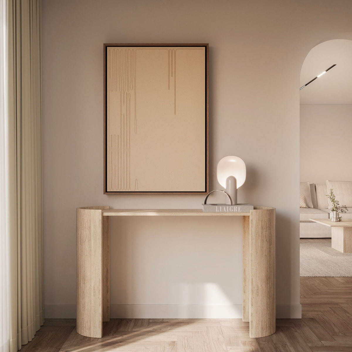 Lavia Italian Travertine Console Table