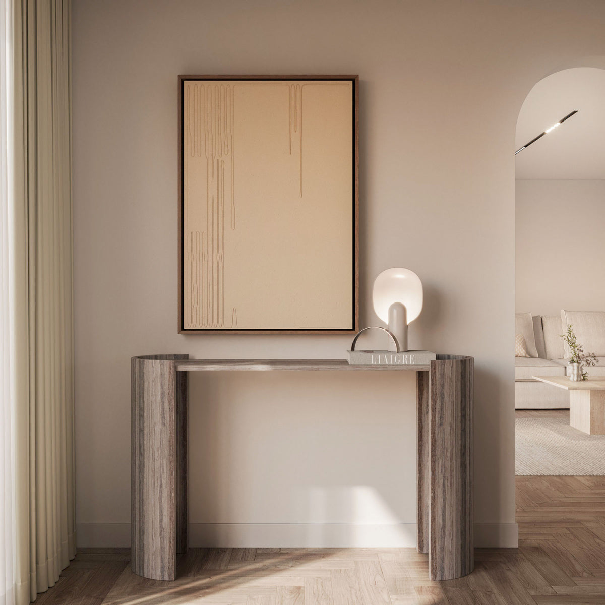 Lavia Grey Travertine Console Table