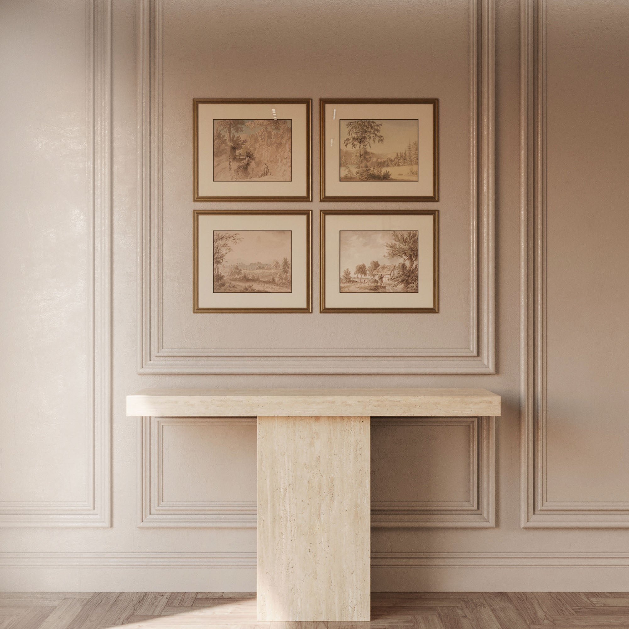 Olivia Travertine Console Table
