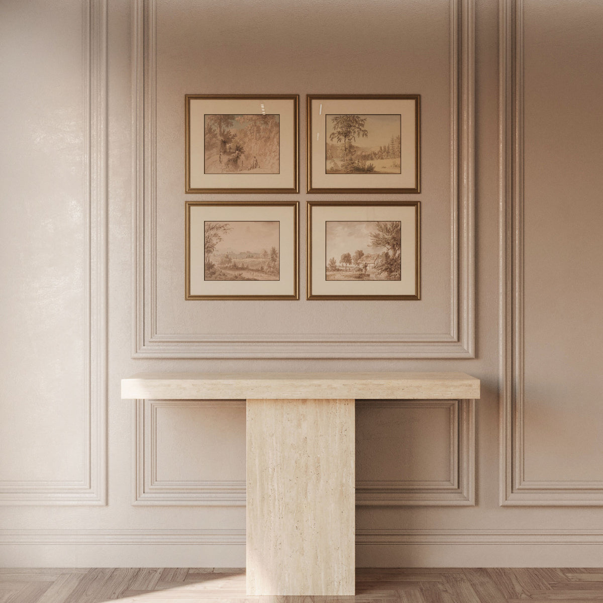 Olivia Travertine Console Table