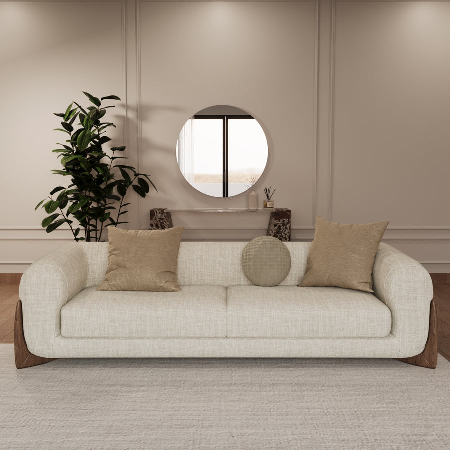 Classic three-seater sofa with timber feet by The Gallery Home