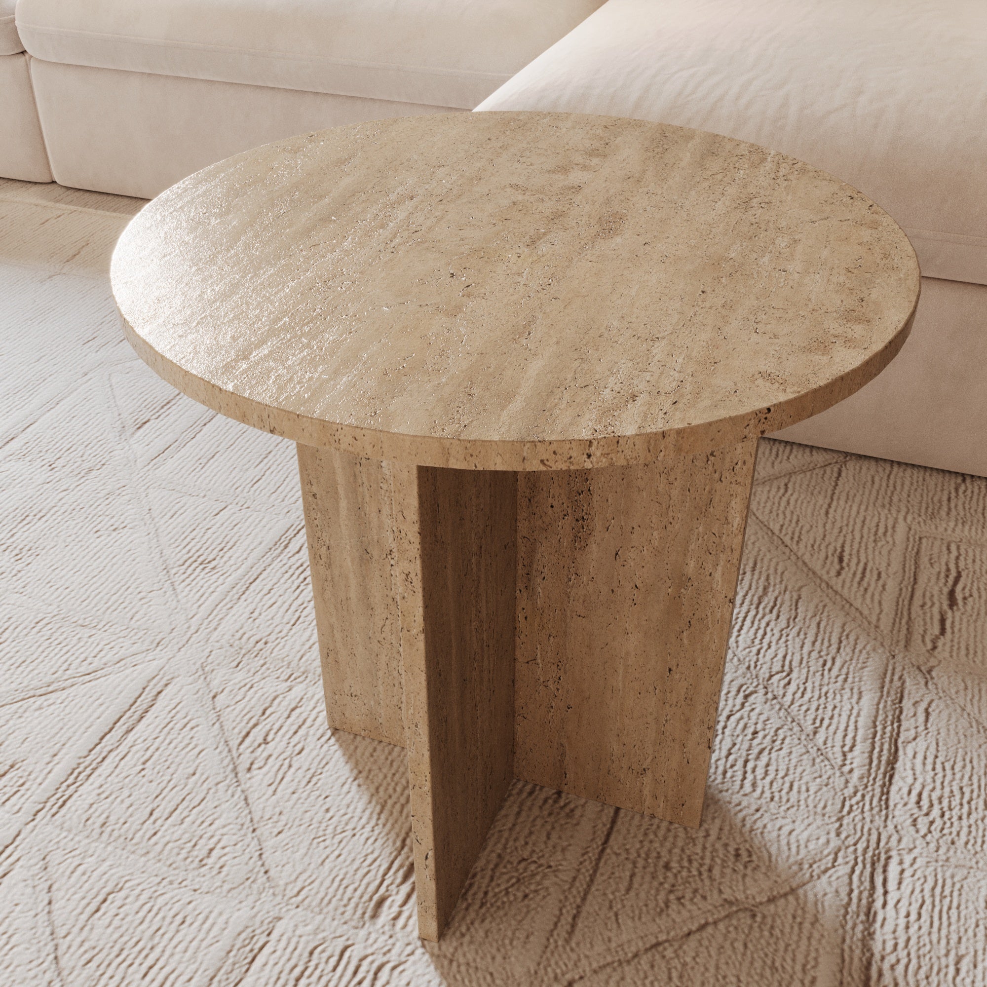 Hera Travertine Round Side Table