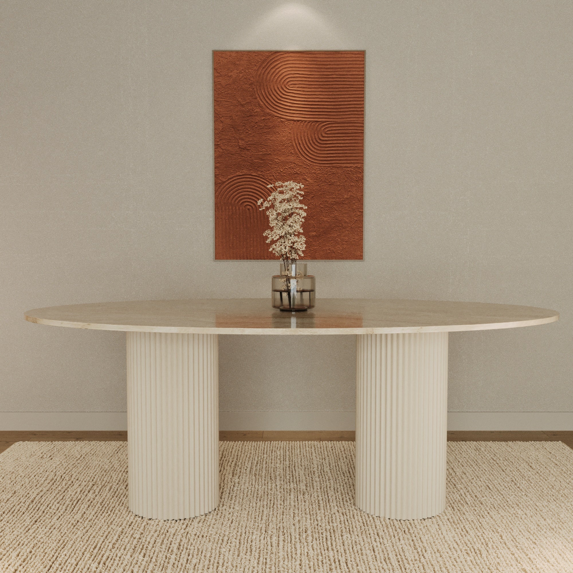 Lucente Cappuccino Oval Dining Table With Fluted Base