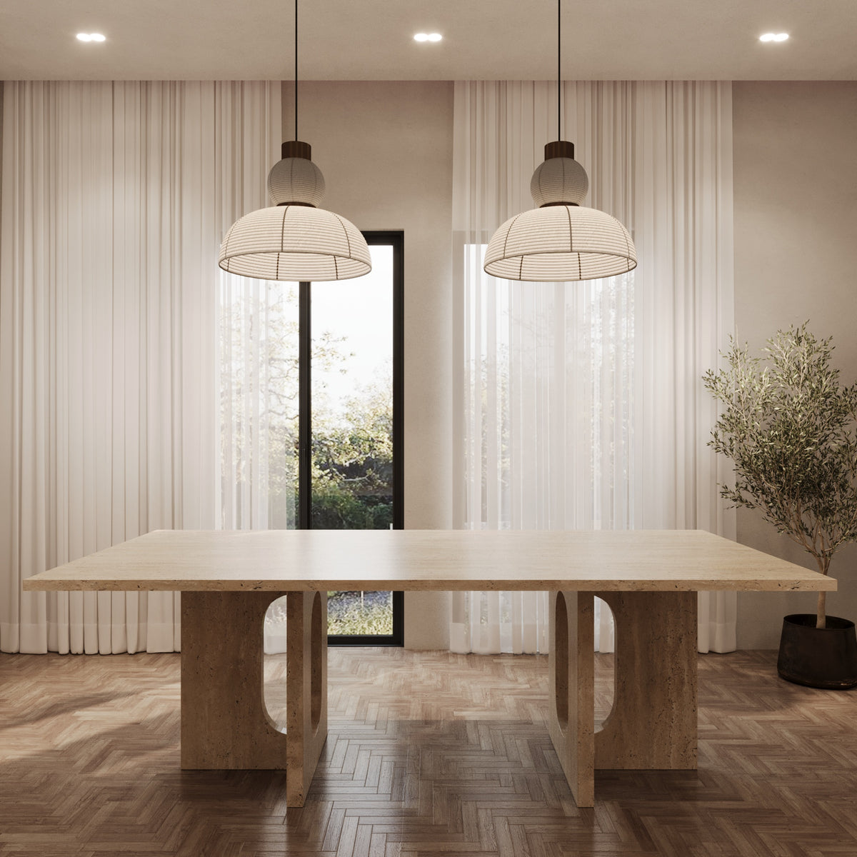 Andrea Travertine Rectangle Dining Table