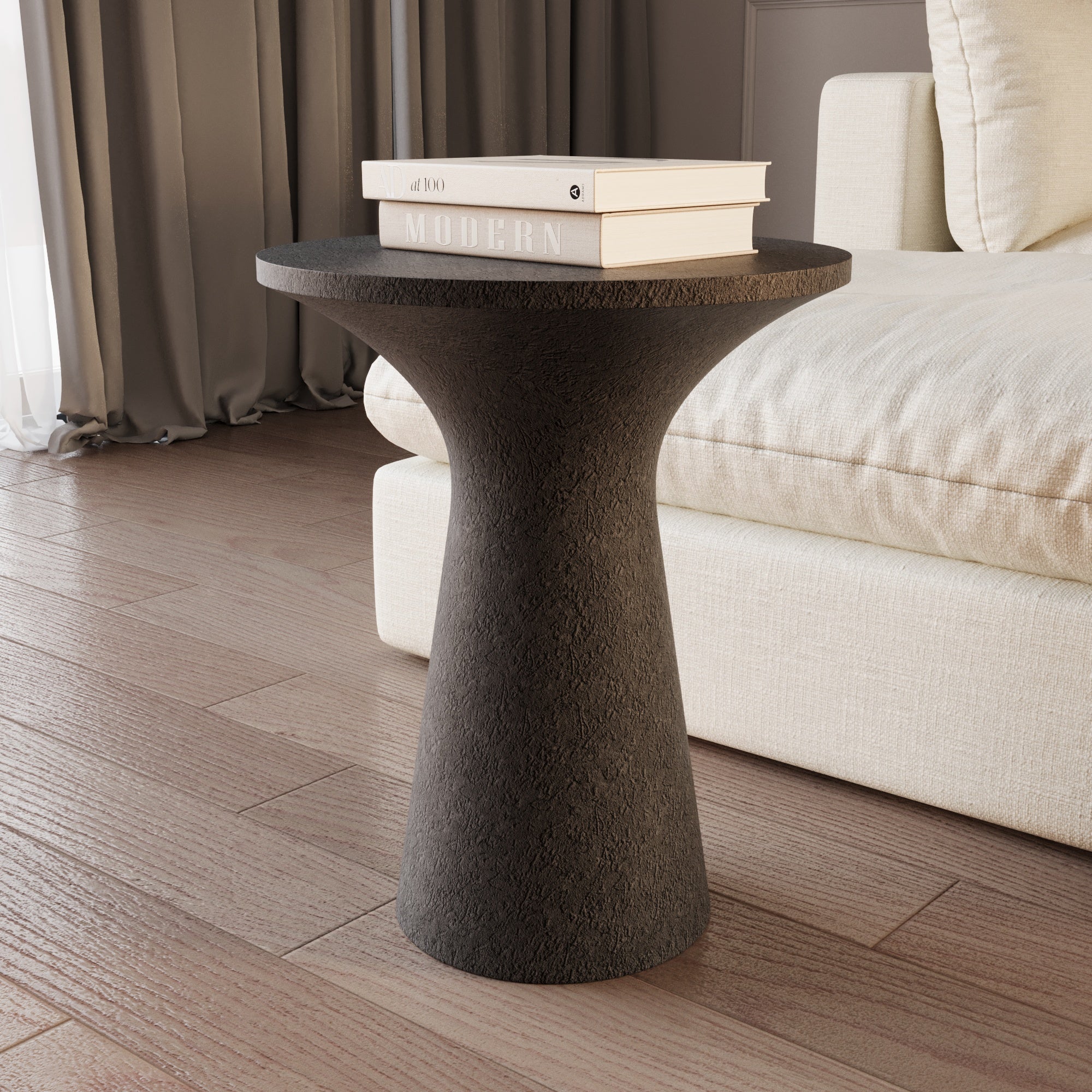 Athena Black Side Table With Textured Finish