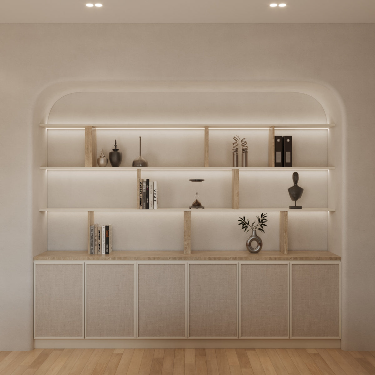 Novara arched bespoke bar and shelving by The Gallery Home