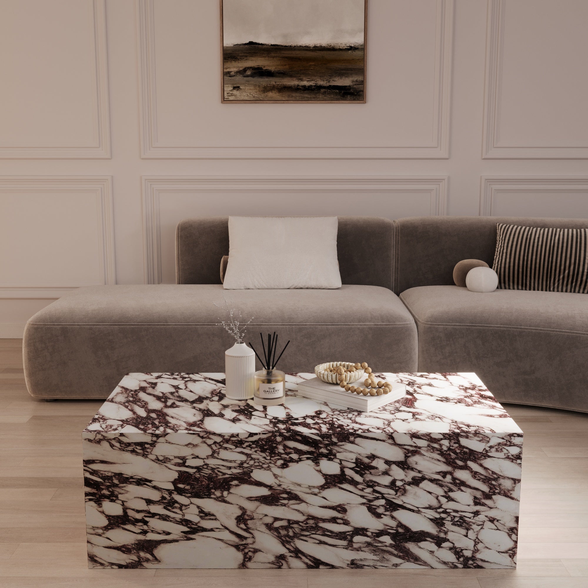 Boston Calacatta Viola Marble Cube Table