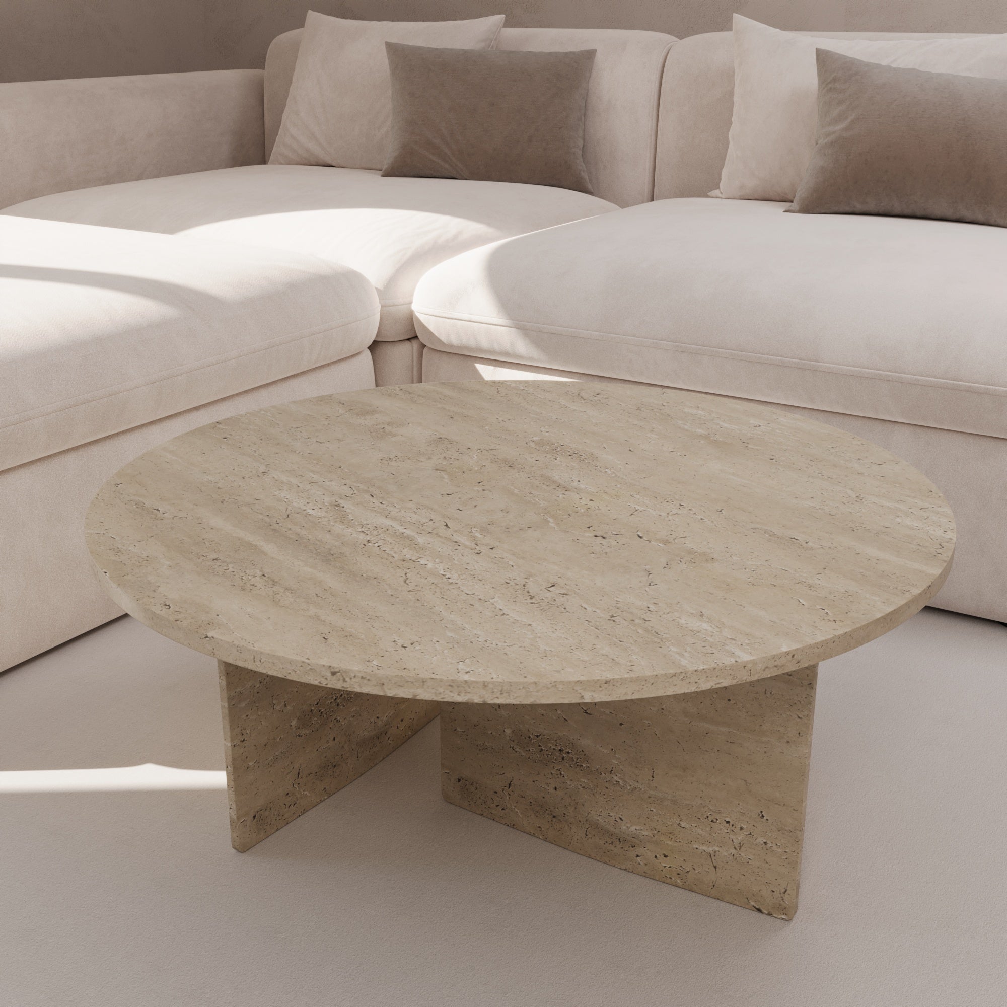 Dalia Travertine Marble Round Coffee Table