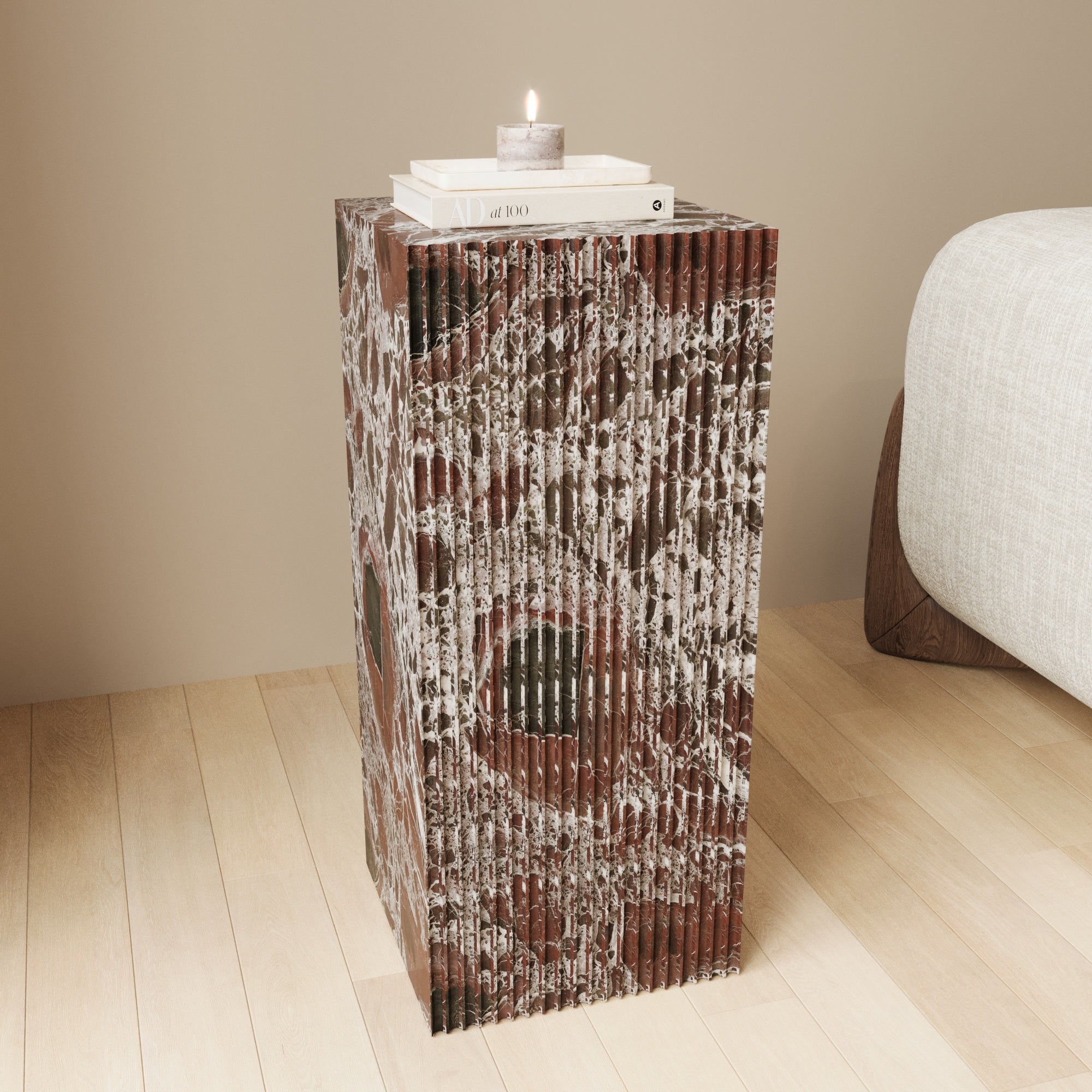 Valente Rosso Levanto Plinth With Fluted Finish