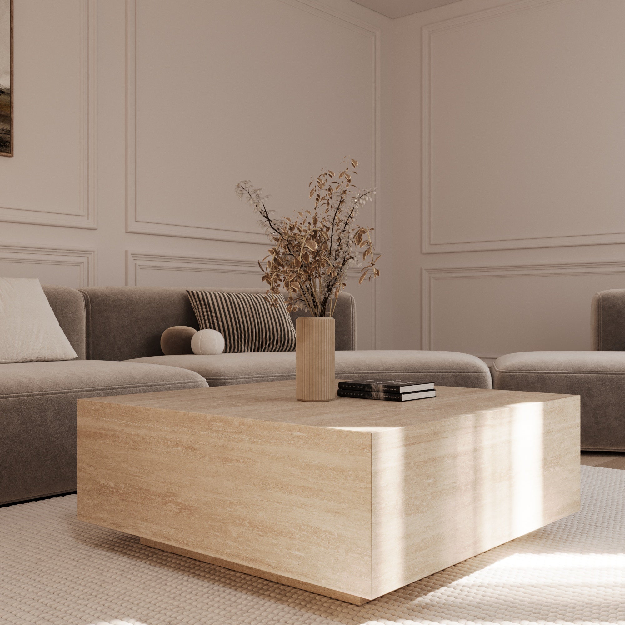 Darius Travertine Square Floating Coffee Table