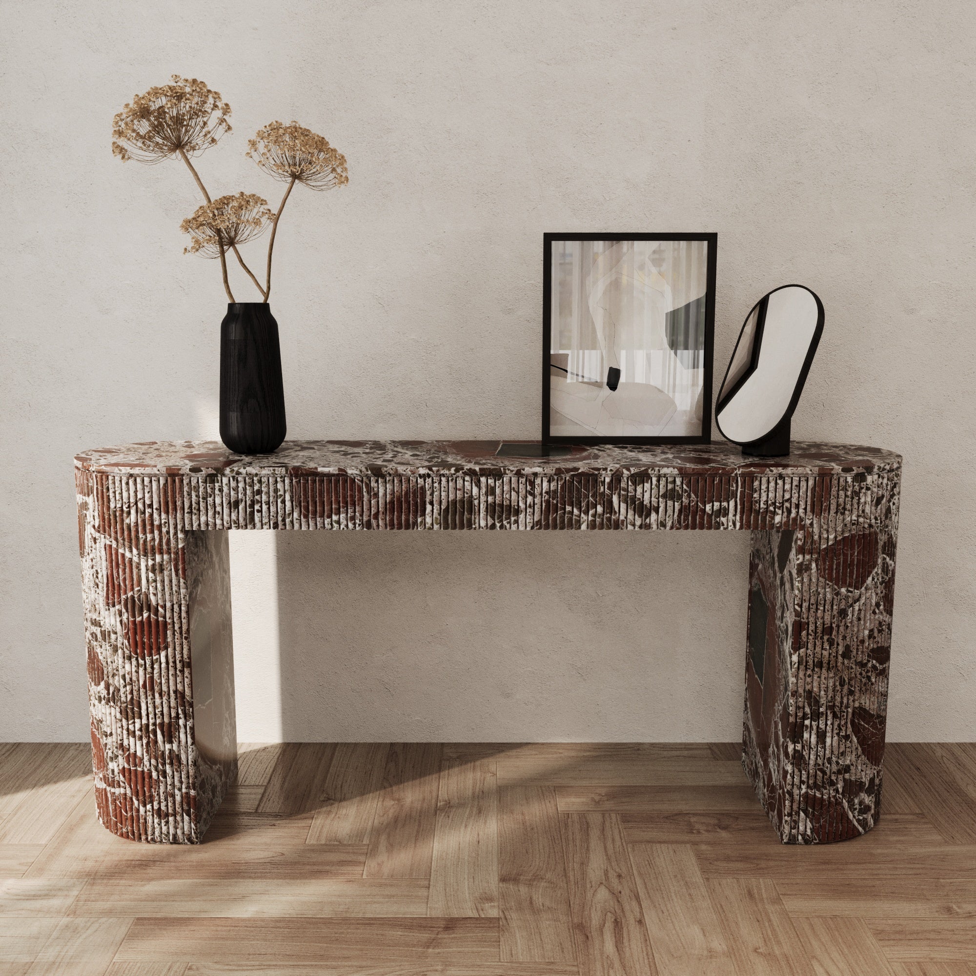 Ballagio Rosso Levanto Fluted Console Table