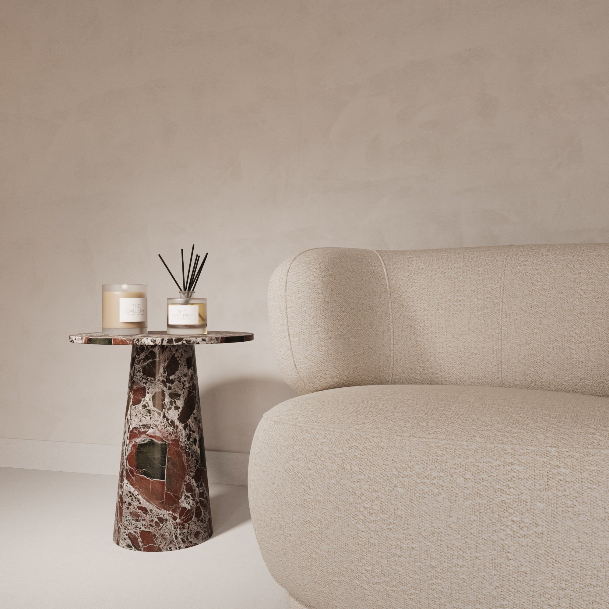 Rosso Levanto Marble Round Side Table