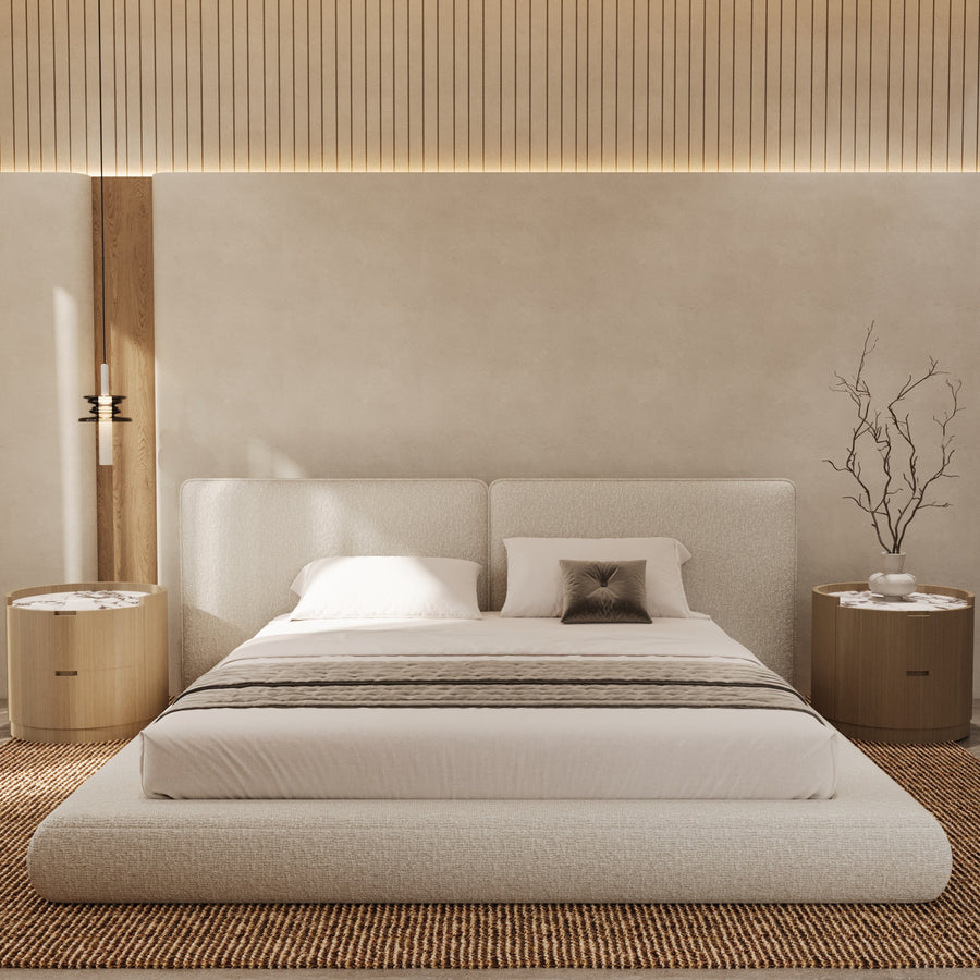 Sorrento upholstered bed in a panelled bedroom by The Gallery Home