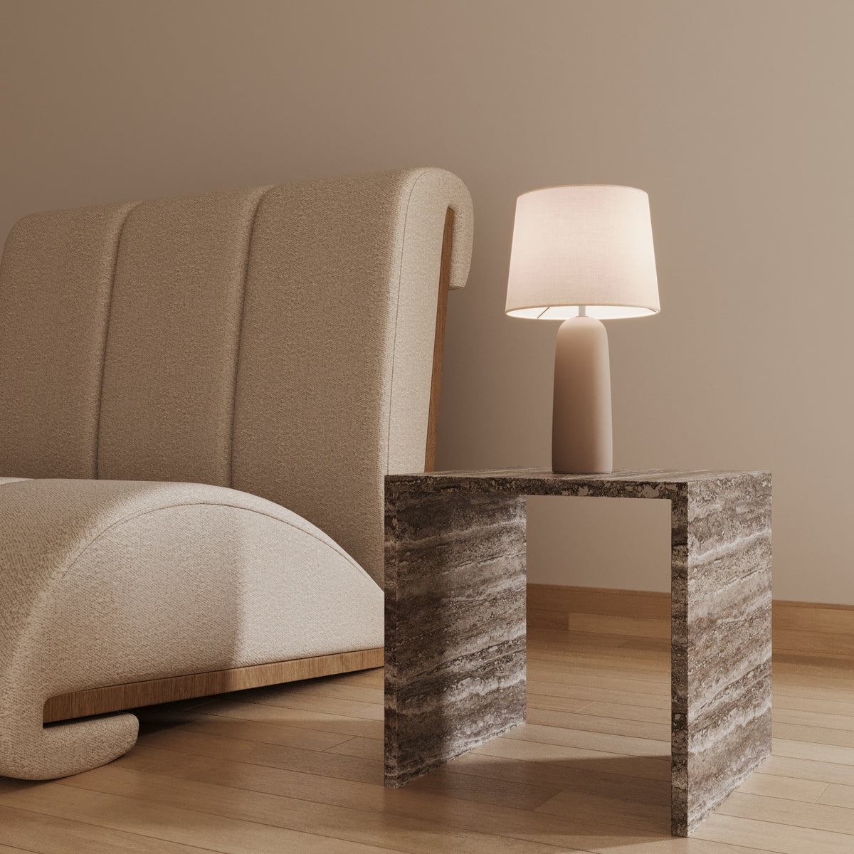 Sofia Grey Travertine Box Side Table