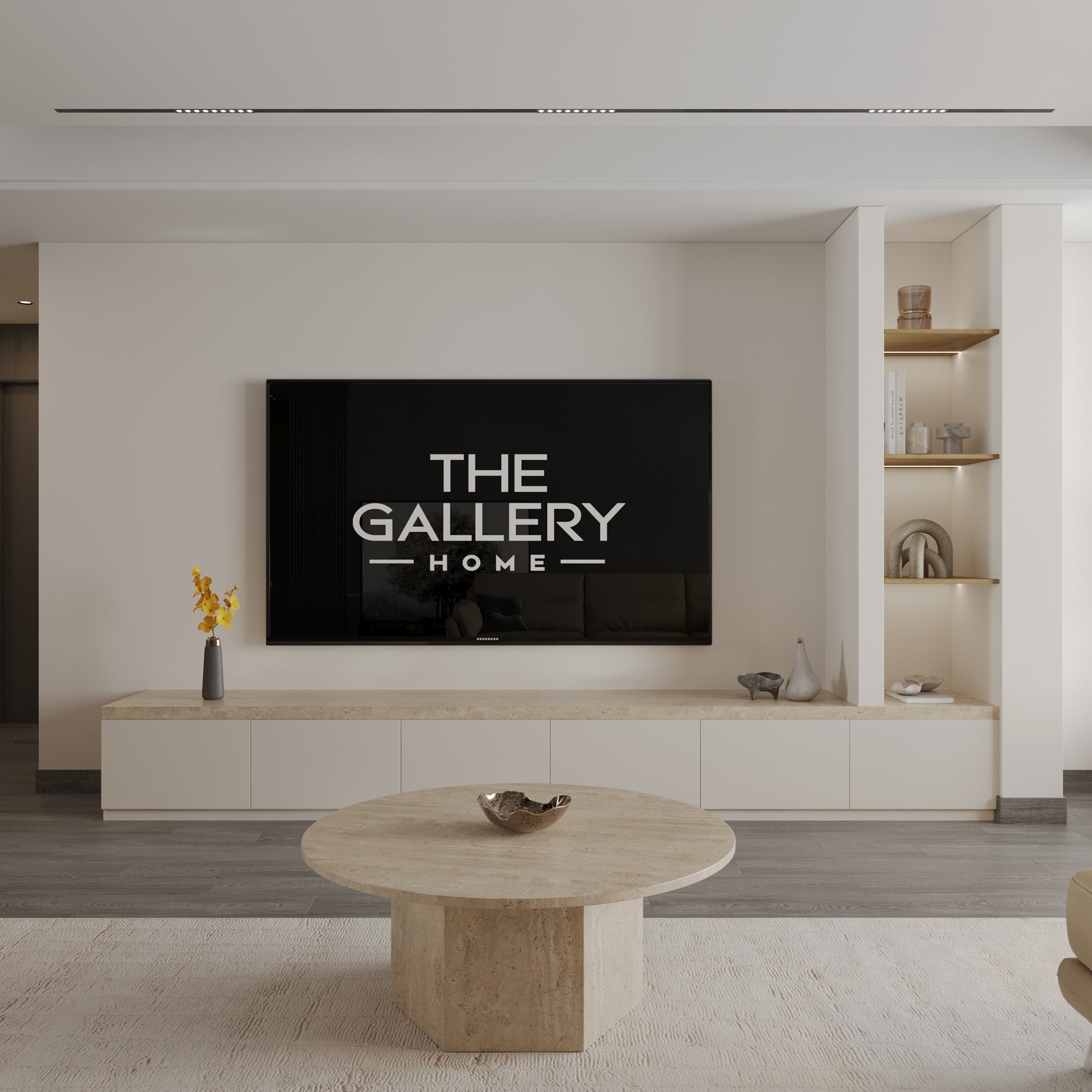 Orla Media Wall With Stone