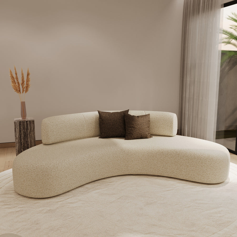 Curved boucle sofa by The Gallery Home