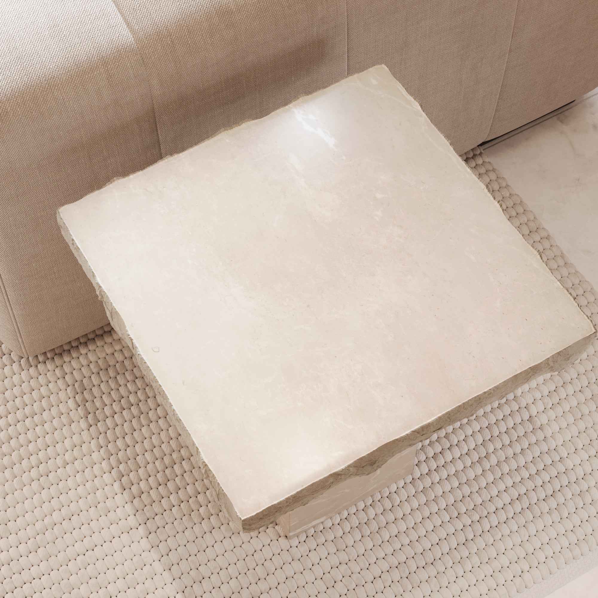 Rosa Limestone Side Table With Natural Edge