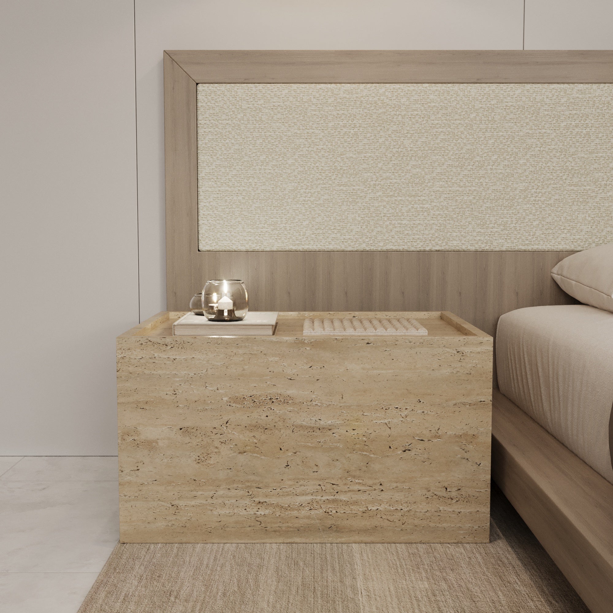 Aveline Travertine Nightstand