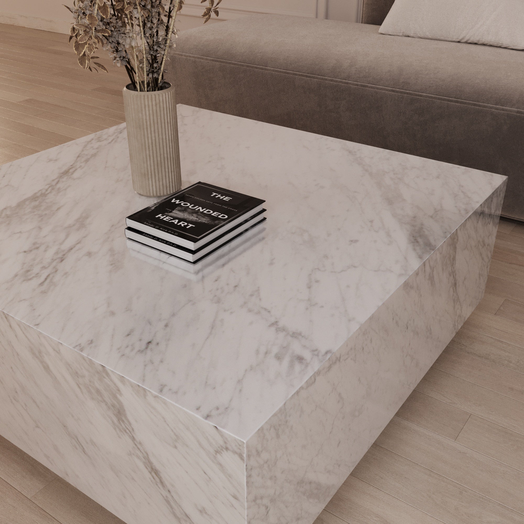 Darius Carrra Marble Square Floating Coffee Table
