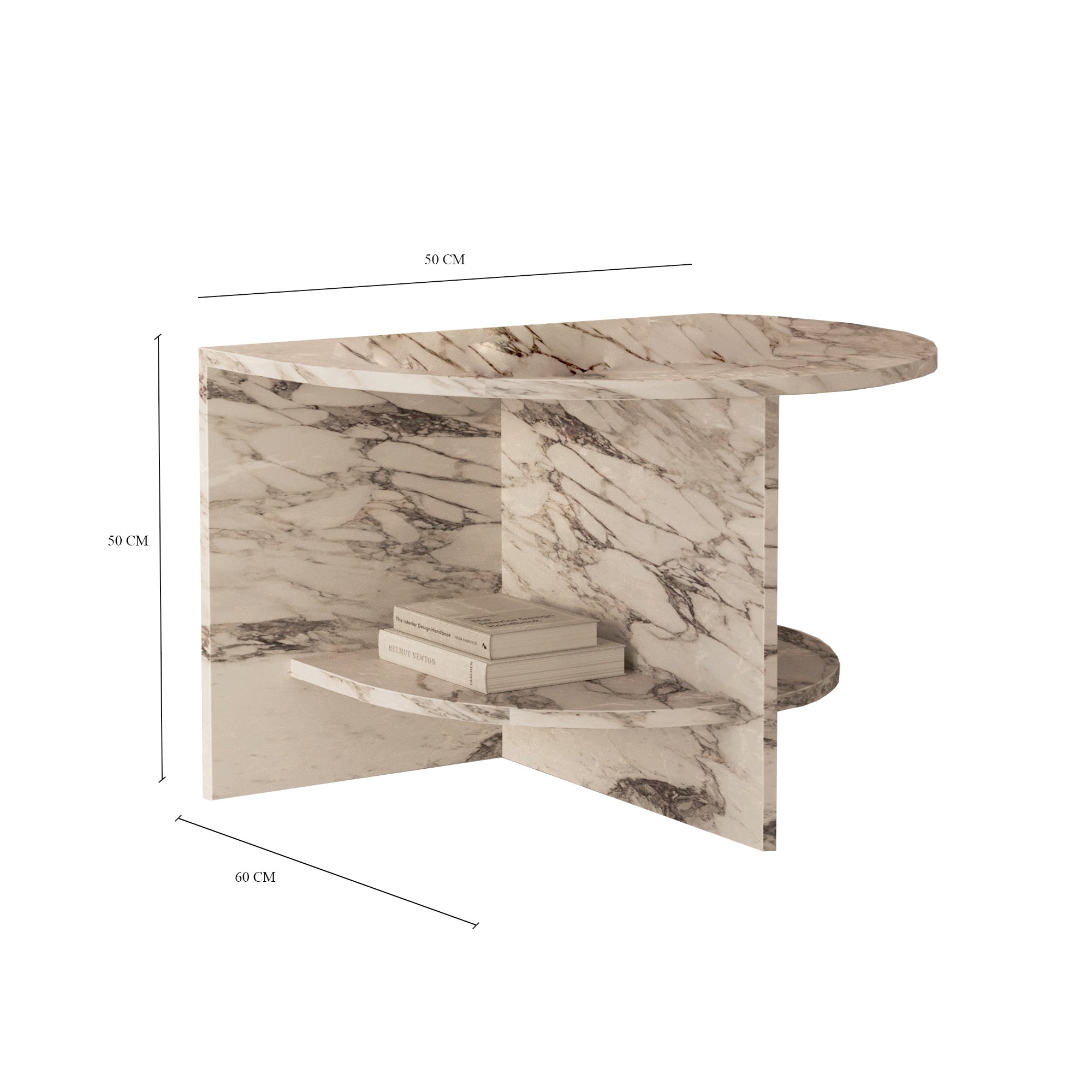 Dante Italian Arabescato Marble Side Table With Shelf