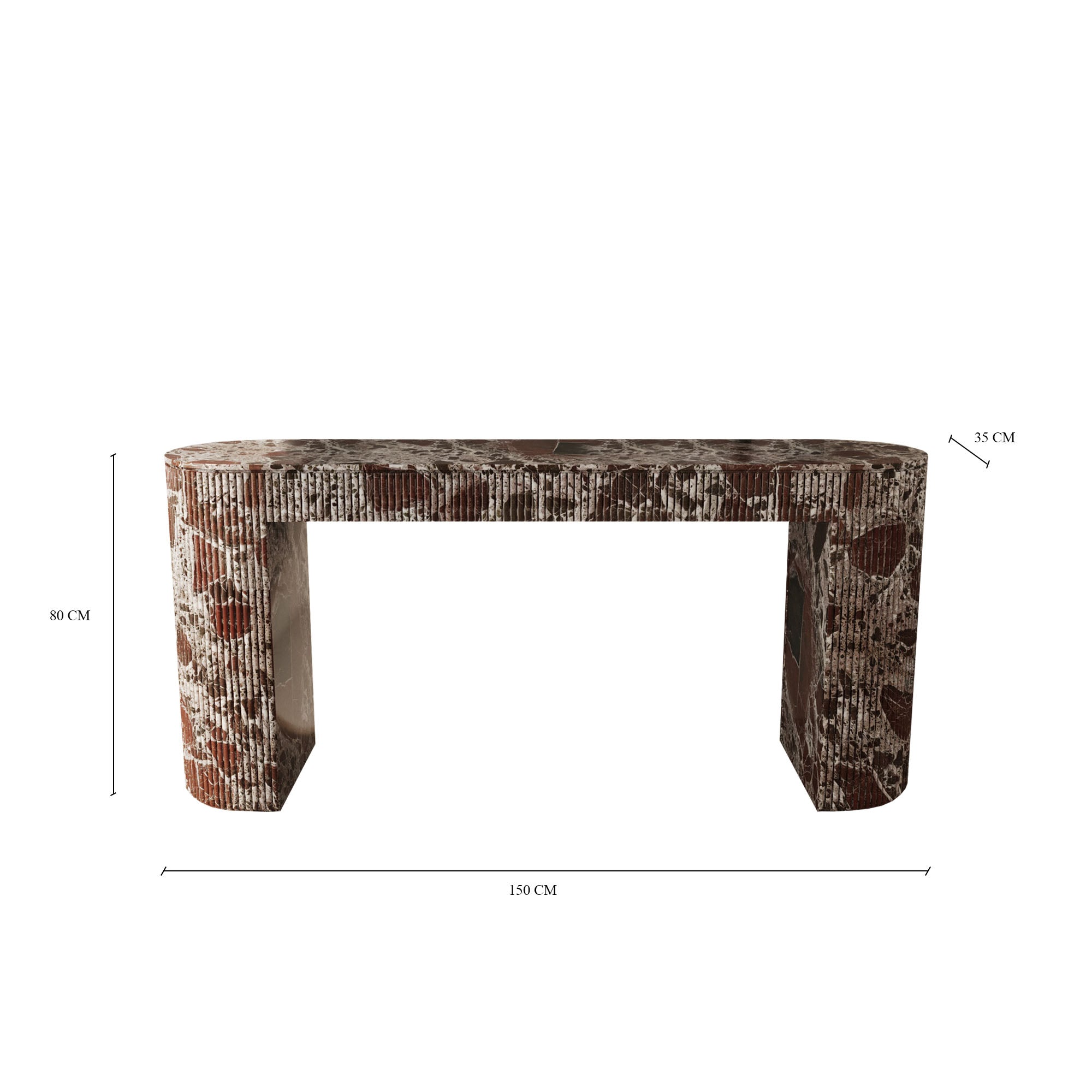 Ballagio Rosso Levanto Fluted Console Table