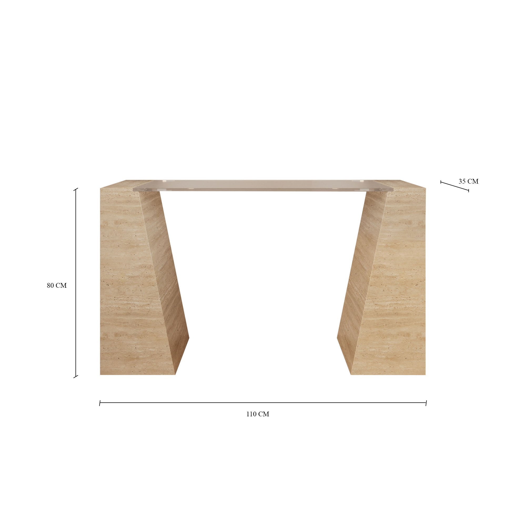 Brooklyn Travertine Console Table With Glass