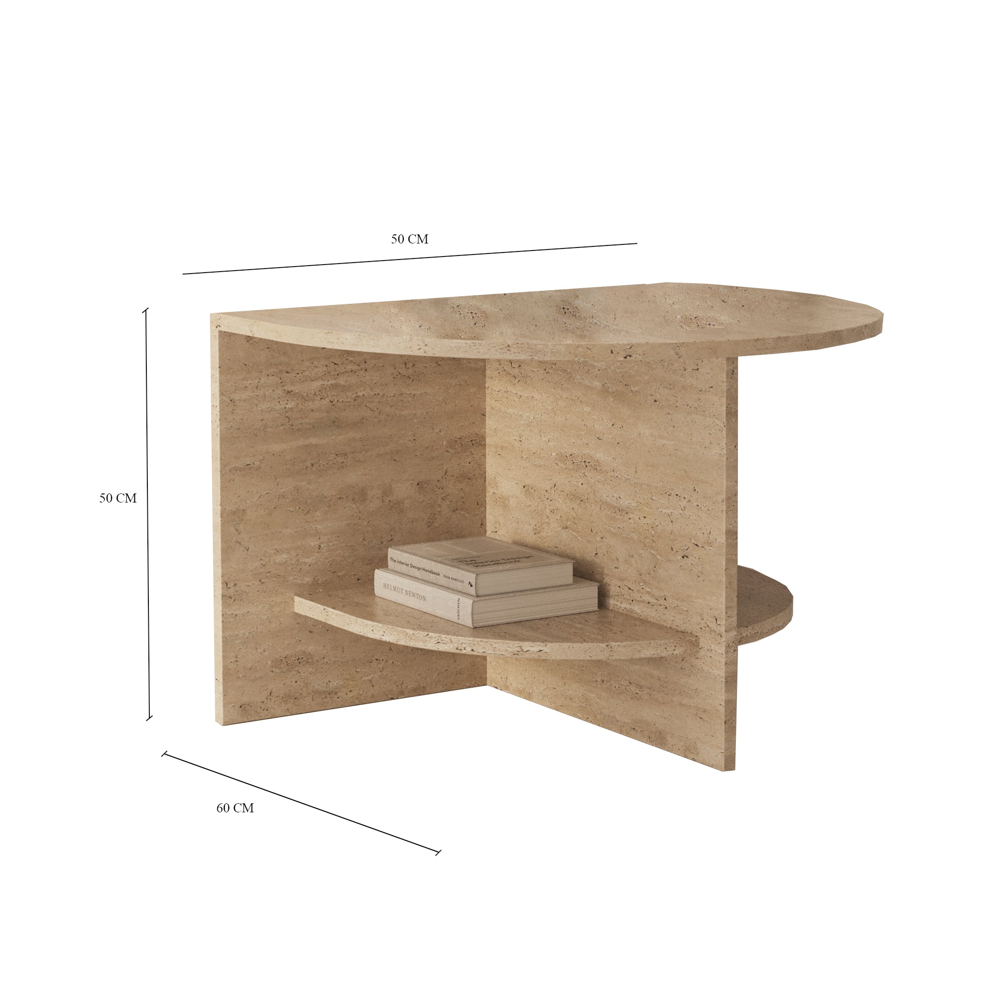 Dante Travertine Side Table With Shelf