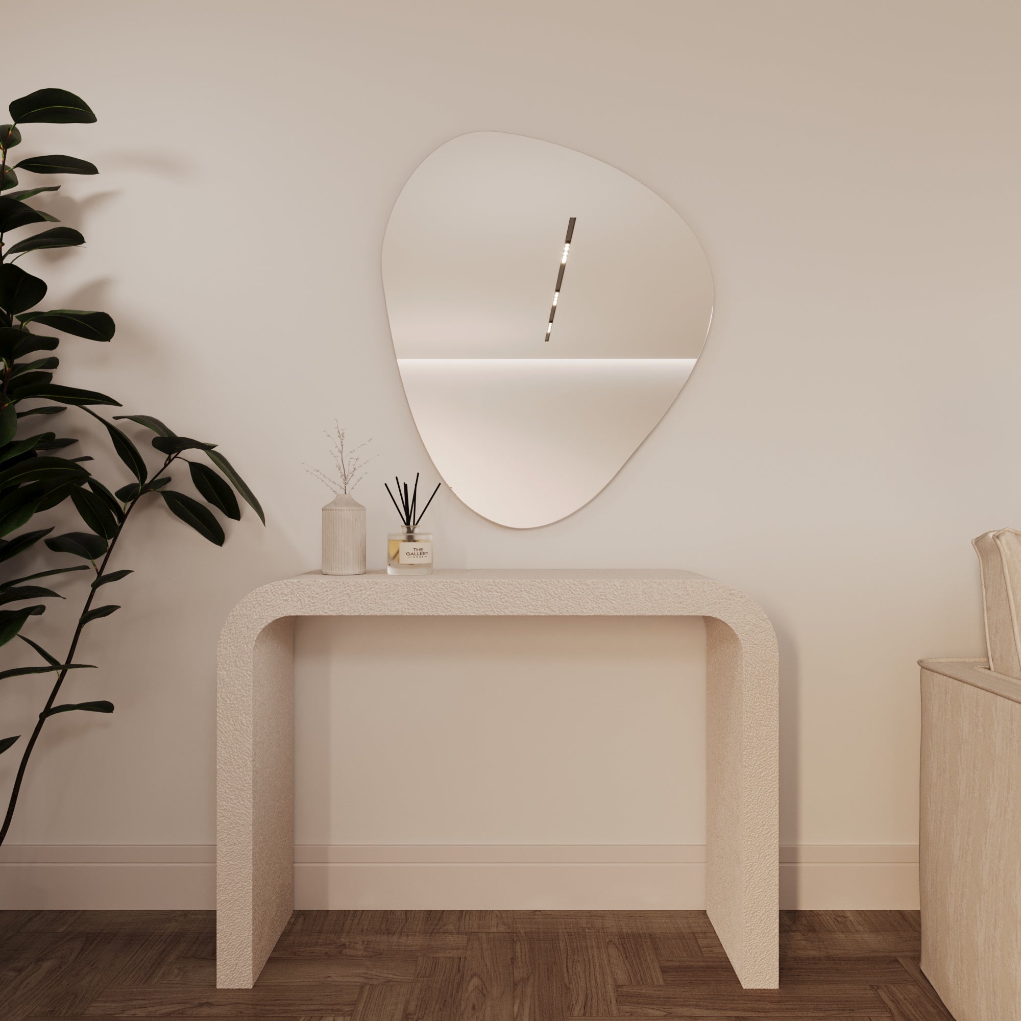 Athena White Hump Console Table With Textured Finish